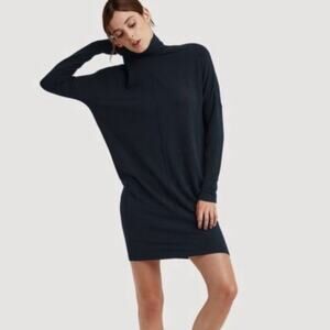 Kit And Ace Womens Doublestacked Turtleneck Sweater Dress 6 Navy Long Sleeve